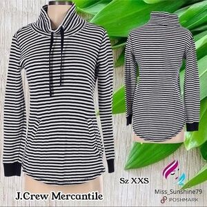 J.Crew MERCANTILE - Sz XXS - striped long shirt mock turtleneck hoodie p…